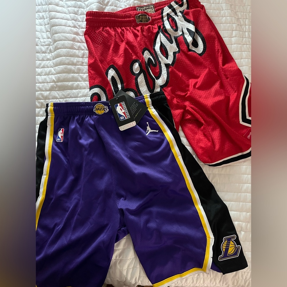 Laker and Chicago bulls NBA shorts set